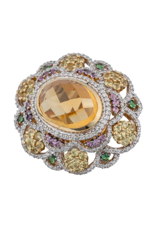 Yellow & Multi Gemstone Statement Ring made by Pinto Ranch