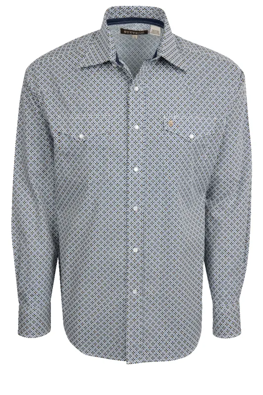Stetson Men's Geo Print Snap Front Shirt - Navy made by Pinto Ranch