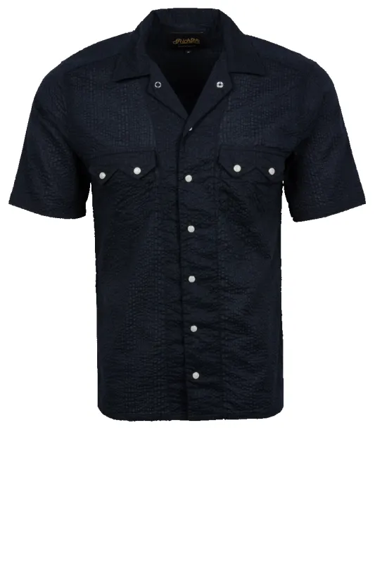 Richter Goods Salado Seersucker Snap Shirt - Black made by Richter Goods