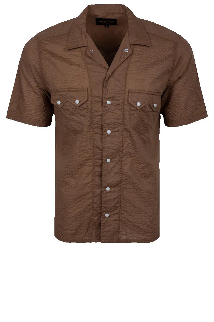 Richter Goods Salado Seersucker Snap Shirt - Brown sold by Pinto Ranch