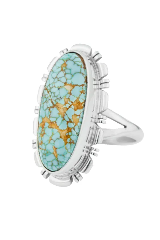 Sterling Silver Large Oval Matrix Turquoise Ring made by Pinto Ranch