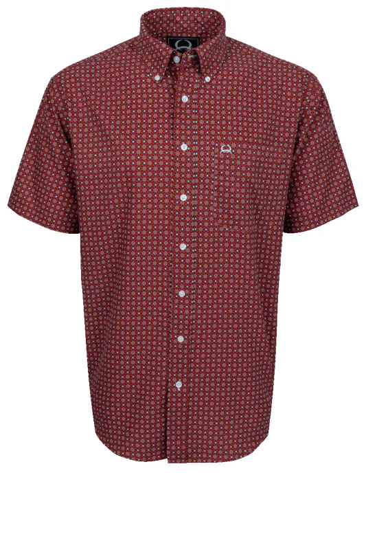 Cinch Foulard Print Button-Down Shirt - Red made by Cinch
