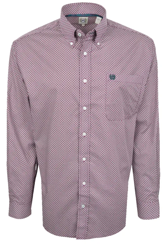 Cinch Foulard Print Button-Down Shirt - Purple made by Cinch