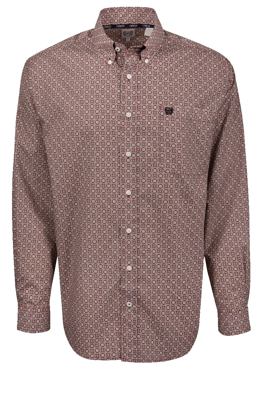 Cinch Foulard Print Button-Down Shirt - Burgundy sold by Pinto Ranch