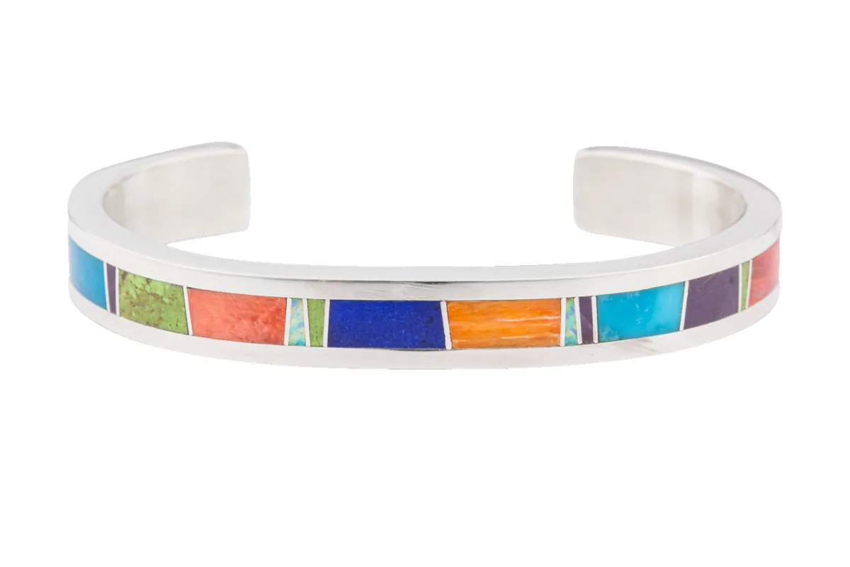 Multi-Stone Inlay Cuff Bracelet made by Pinto Ranch