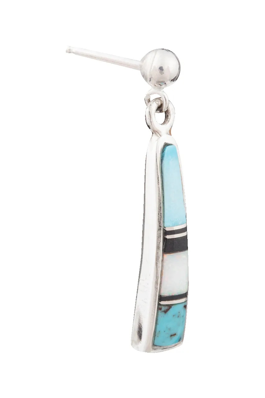 Sterling Silver Turquoise Inlay Dangle Earrings sold by Pinto Ranch product image thumbnail 2
