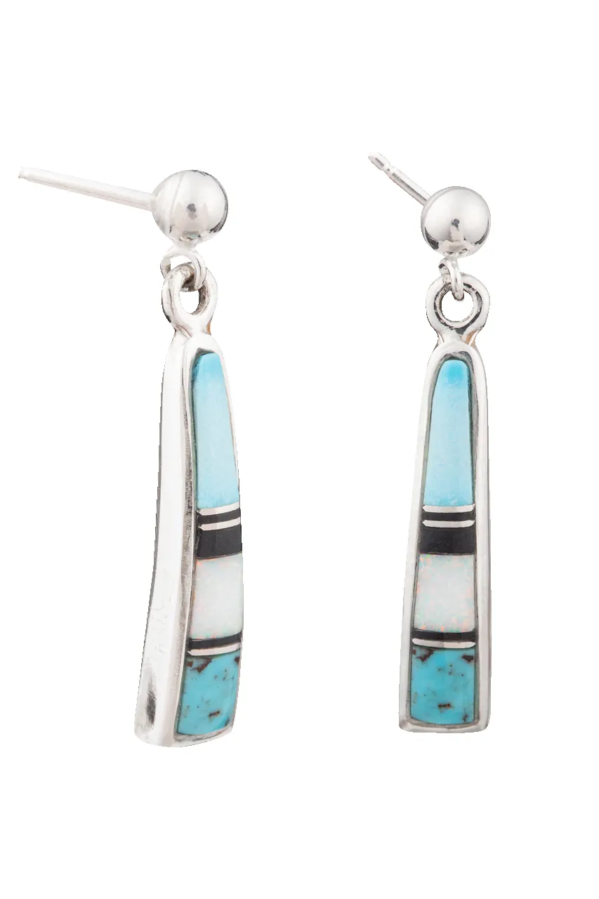 Sterling Silver Turquoise Inlay Dangle Earrings sold by Pinto Ranch