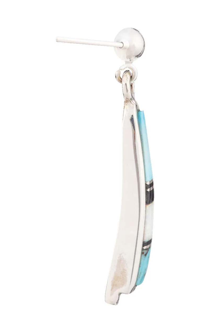 Sterling Silver Turquoise Inlay Dangle Earrings sold by Pinto Ranch product image thumbnail 3