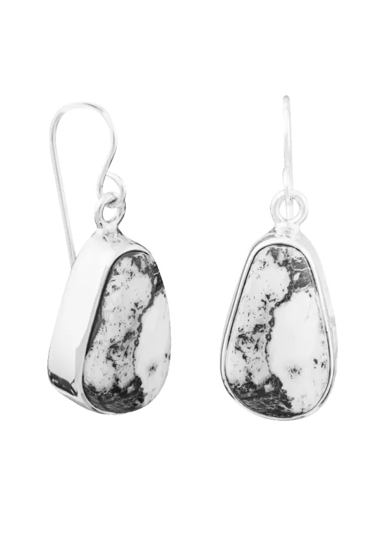 Sterling Silver White Buffalo Drop Earrings made by Pinto Ranch