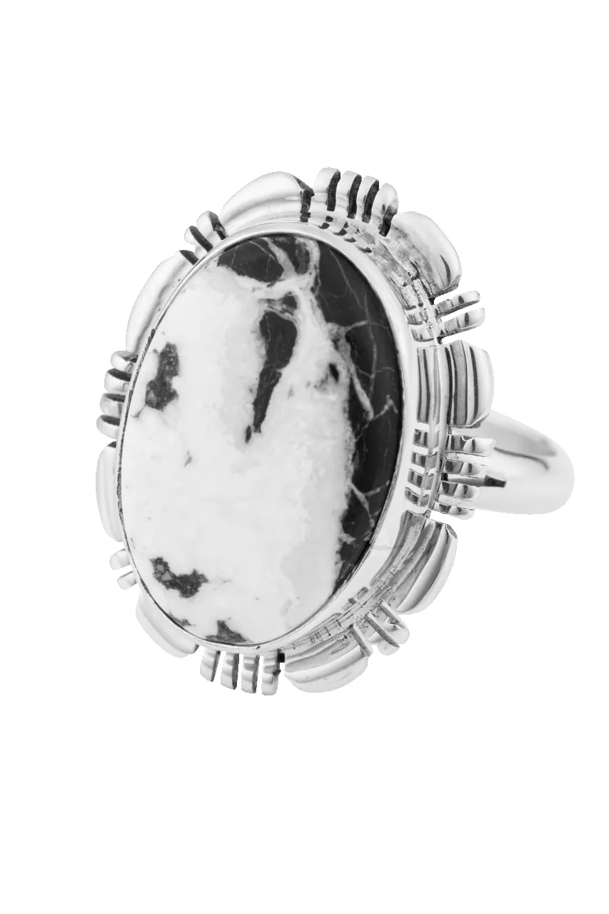 Sterling Silver White Buffalo Gemstone Ring sold by Pinto Ranch