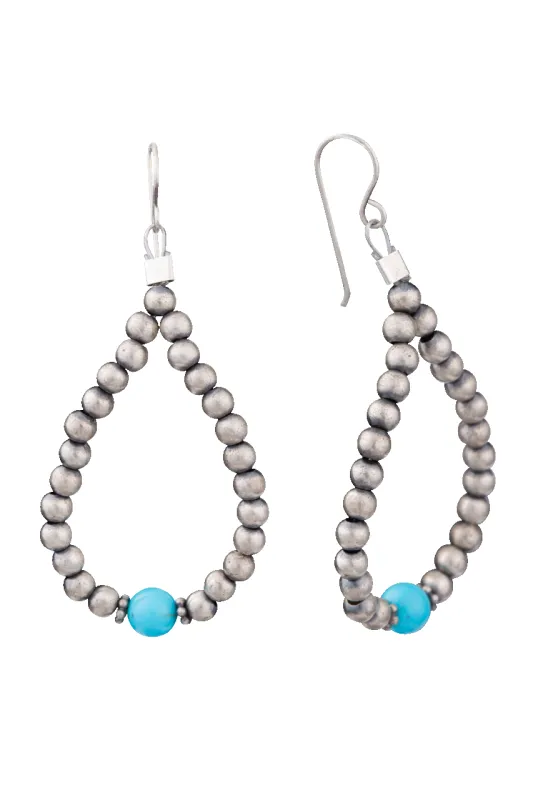 Navajo Pearl Turquoise Teardrop Earrings made by Pinto Ranch