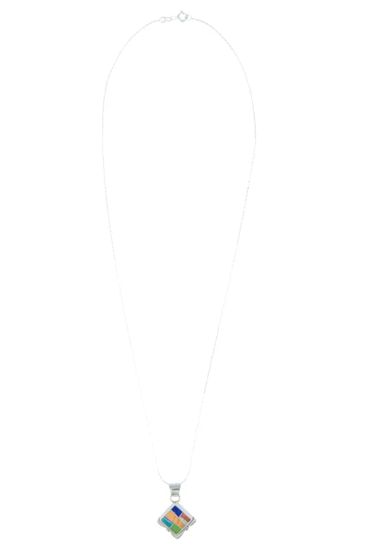 Multi-Stone Inlay Pendant Necklace made by Pinto Ranch