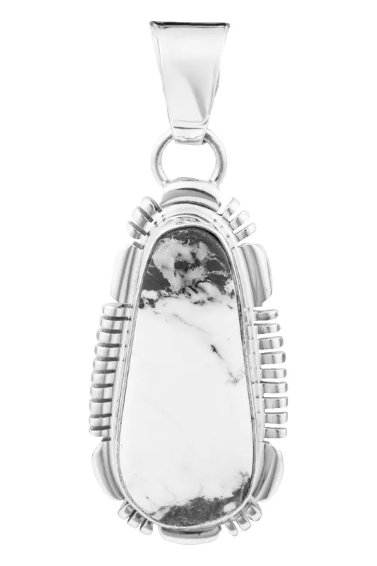 Sterling Silver White Buffalo Stone Pendant made by Pinto Ranch