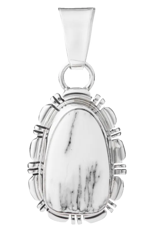 Sterling Silver White Buffalo Pendant made by Pinto Ranch