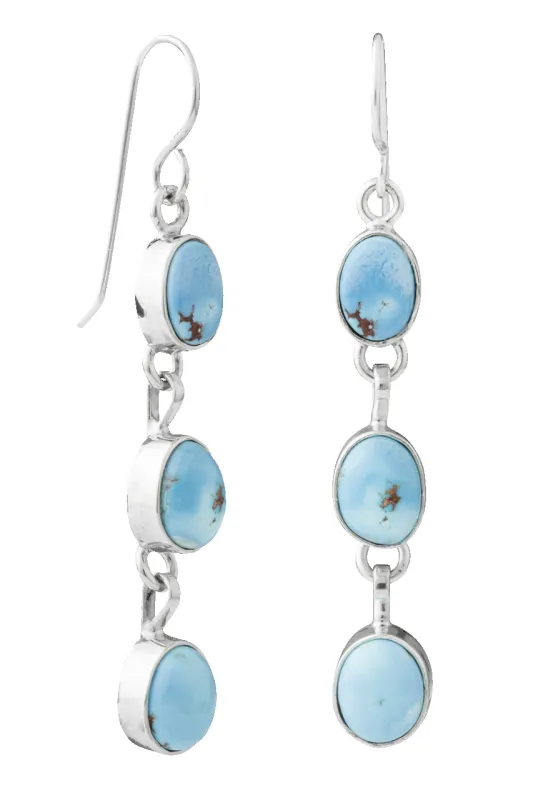 AT42526P-121 Silver TQ Drop Earrings made by Pinto Ranch