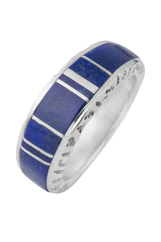 Sterling Silver Lapis Inlay Ring made by Pinto Ranch