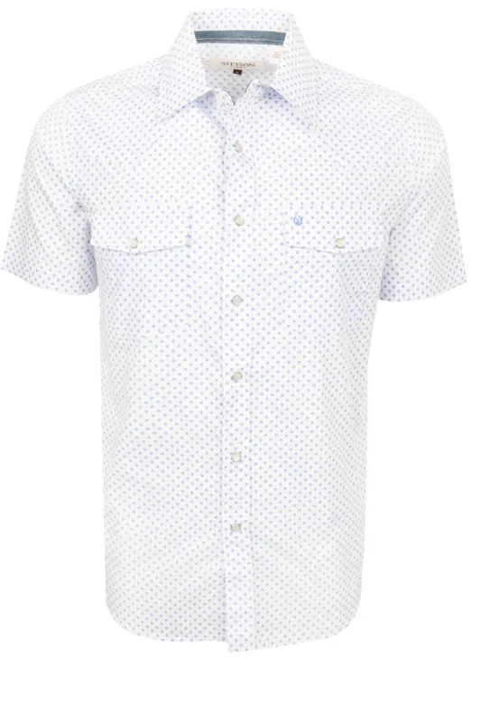 Stetson Men's Spur Print Short Sleeve Snap Shirt made by Pinto Ranch