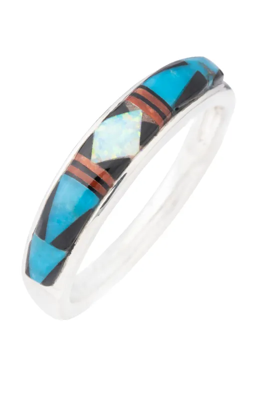 Navajo Multi-Stone Inlay Ring made by Pinto Ranch