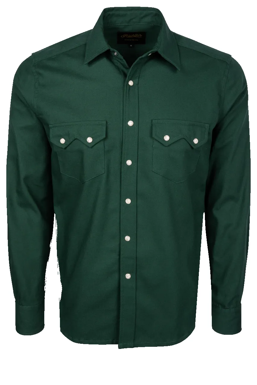 Richter Goods Men's Duck Canvas Western Snap Shirt - Malachite sold by Pinto Ranch
