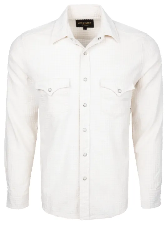 Richter Goods Men's Dobby Long Sleeve Snap Shirt - White made by Richter Goods