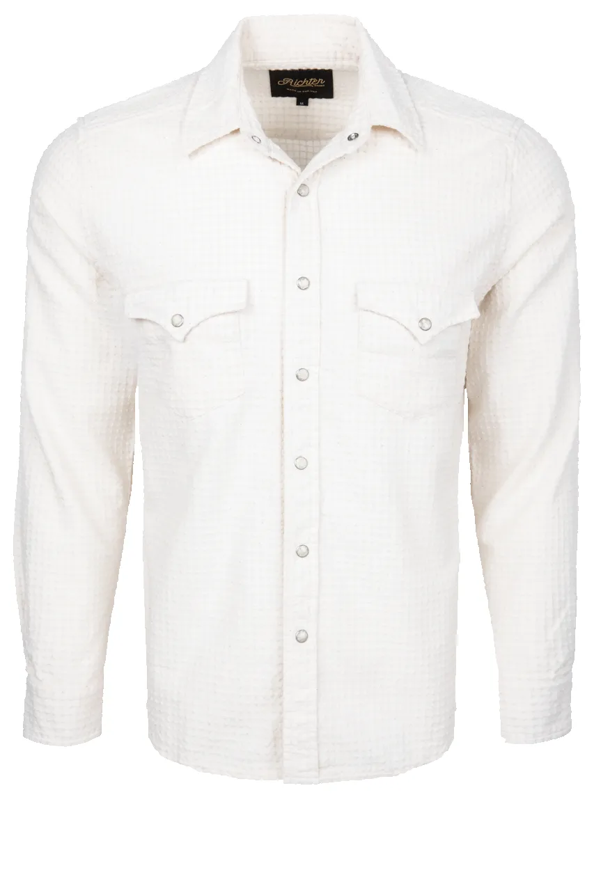 Richter Goods Men's Dobby Long Sleeve Snap Shirt - White sold by Pinto Ranch