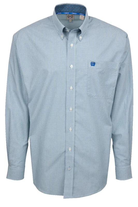 Cinch Micro Plaid Button-Down Shirt - Green/Blue made by Cinch