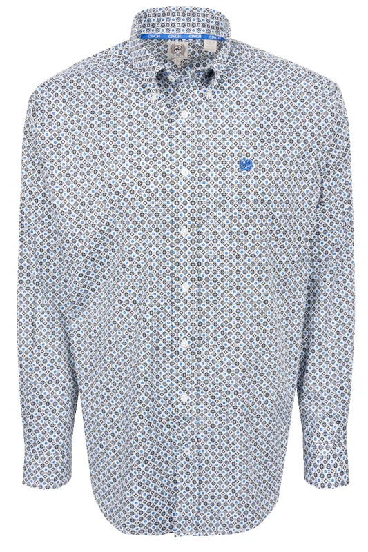 Cinch Blue Foulard Print Button Down Shirt made by Cinch