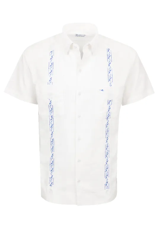 Texas Standard Ivory Cielo Tejas Guayabera Shirt made by Texas Standard