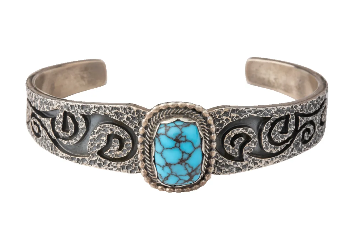 Prince Turquoise Chiseled Cuff made by Pinto Ranch