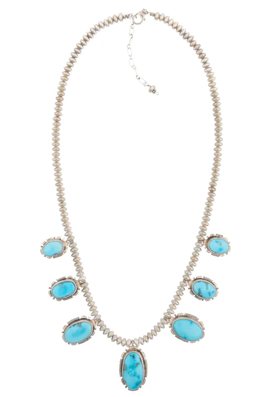 Kingman Turquoise Navajo Pearl Necklace made by Pinto Ranch