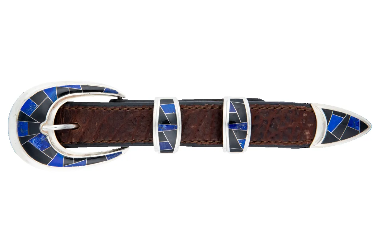 Lapis Onyx Inlay Buckle Set made by Pinto Ranch