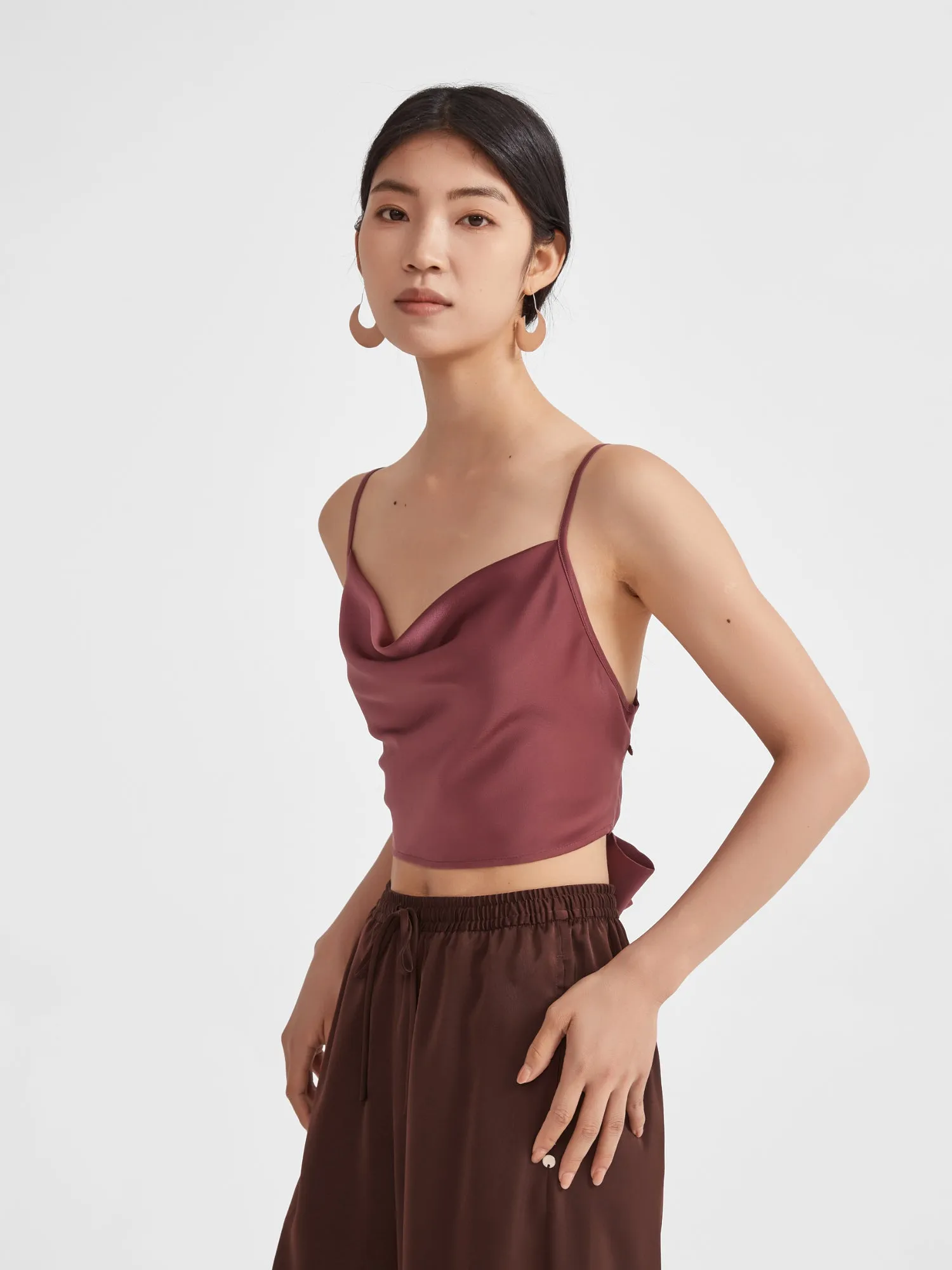 Eden Top, Cropped | Upgraded 140g Satin sold by Supesu product image thumbnail 3
