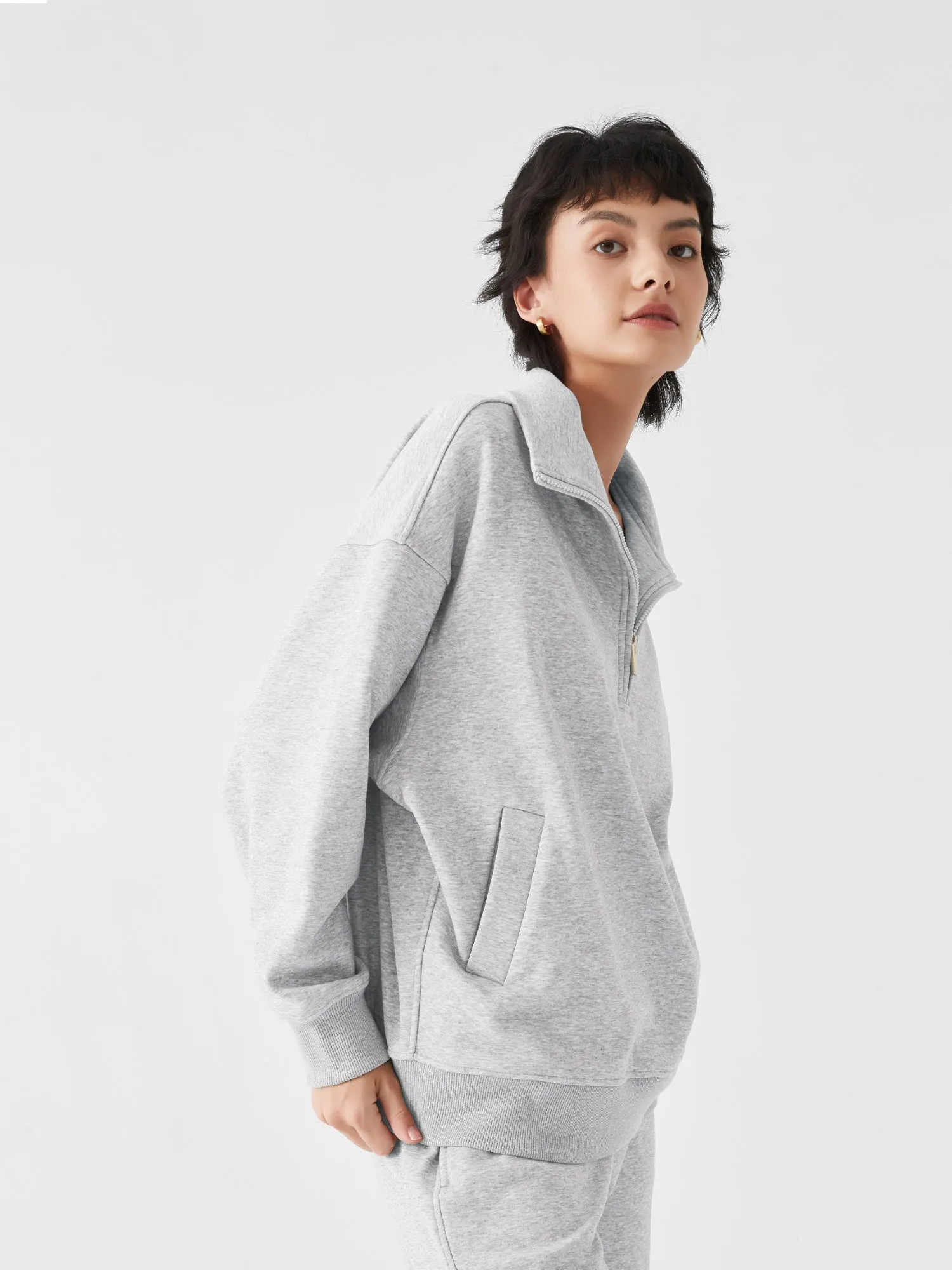 Cubby Half Zip-up Sweatshirt, Oversized sold by Supesu product image thumbnail 2