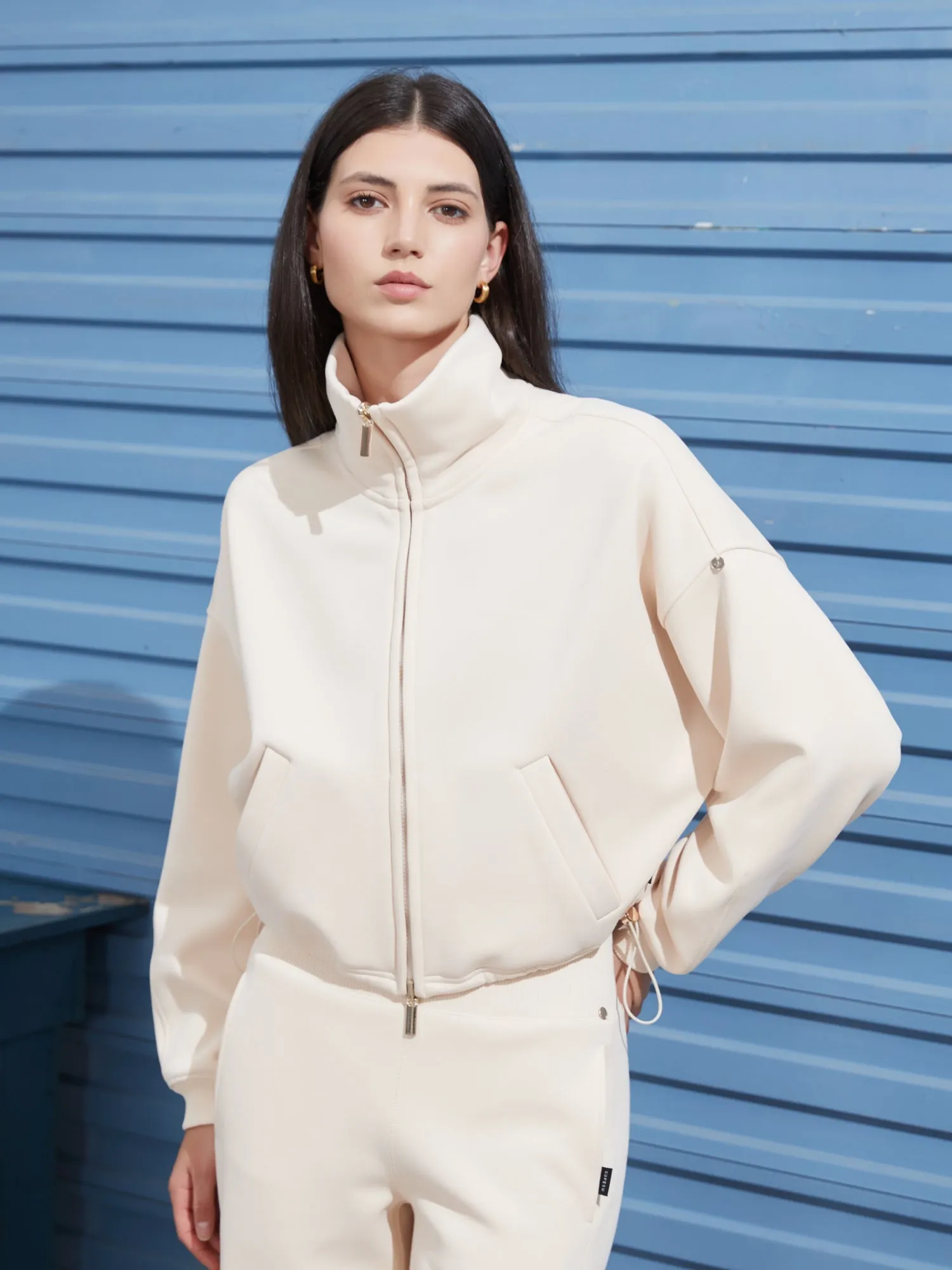 Cubby Mockneck Zip-Up, Cropped sold by Supesu