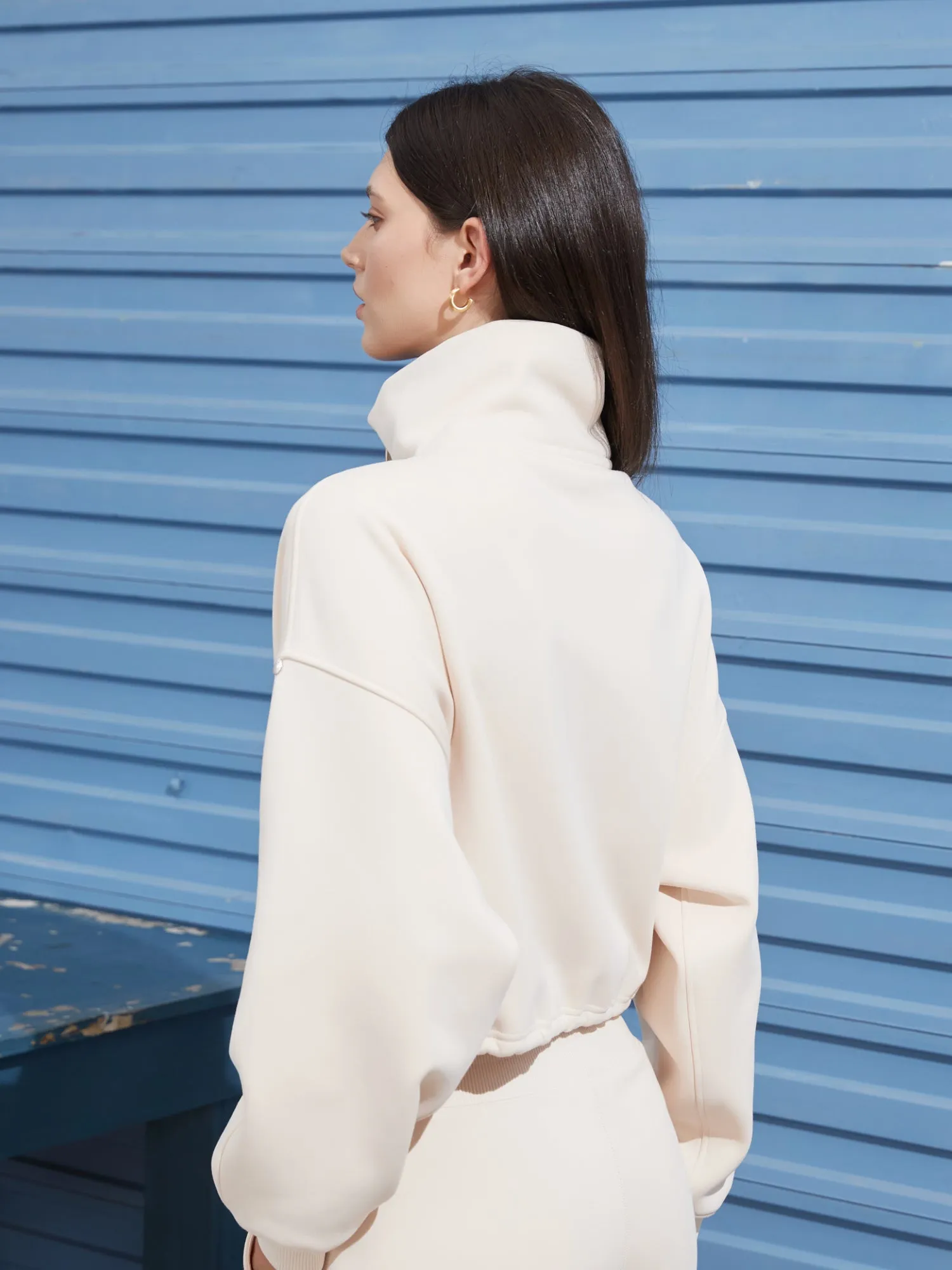 Cubby Mockneck Zip-Up, Cropped sold by Supesu product image thumbnail 3