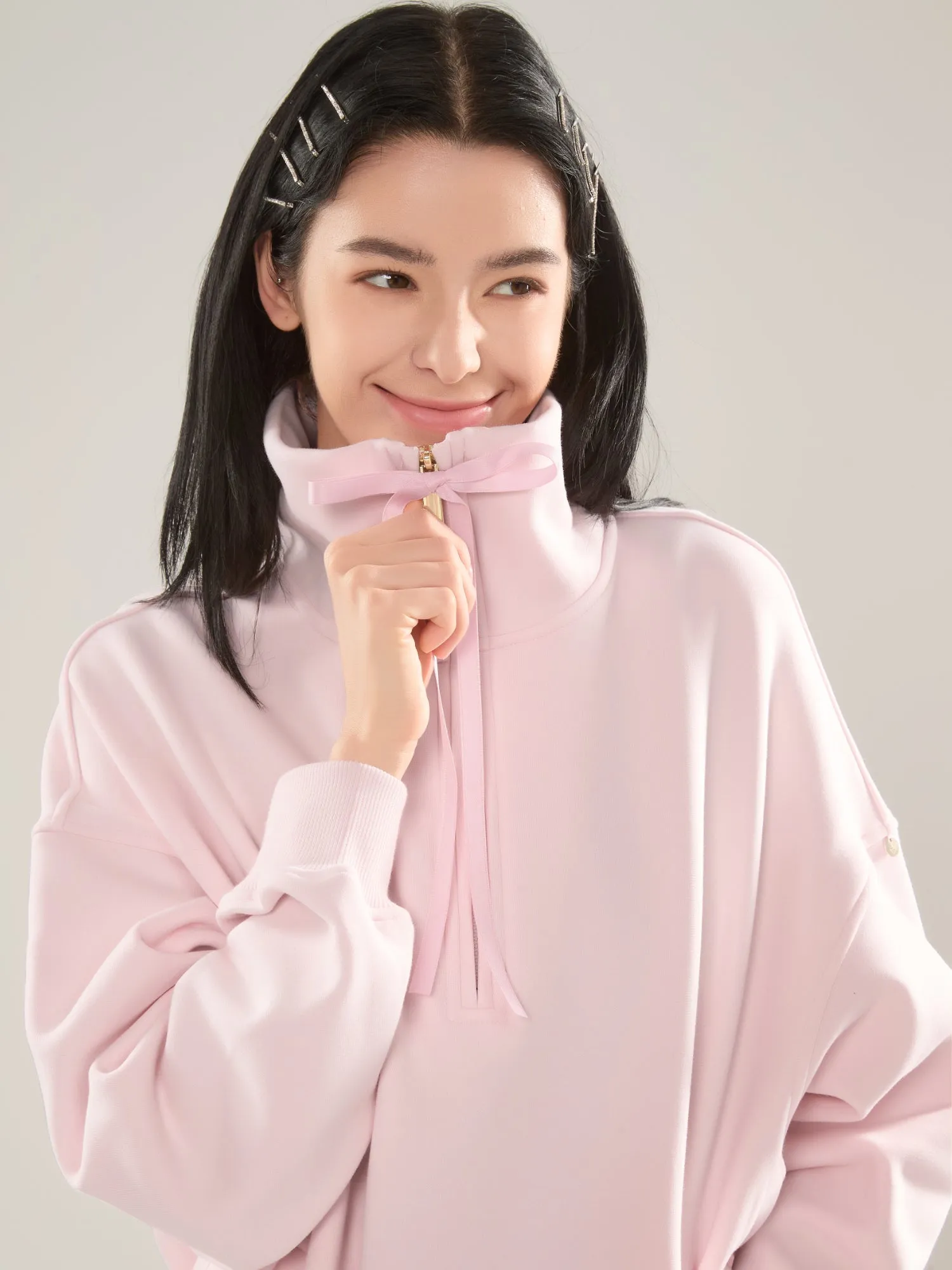 π Cubby Half Zip-up Sweatshirt, Oversized sold by Supesu product image thumbnail 2