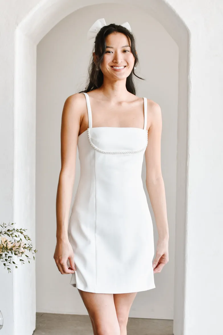 Colette Mini Dress with Pearl Detail sold by Confête