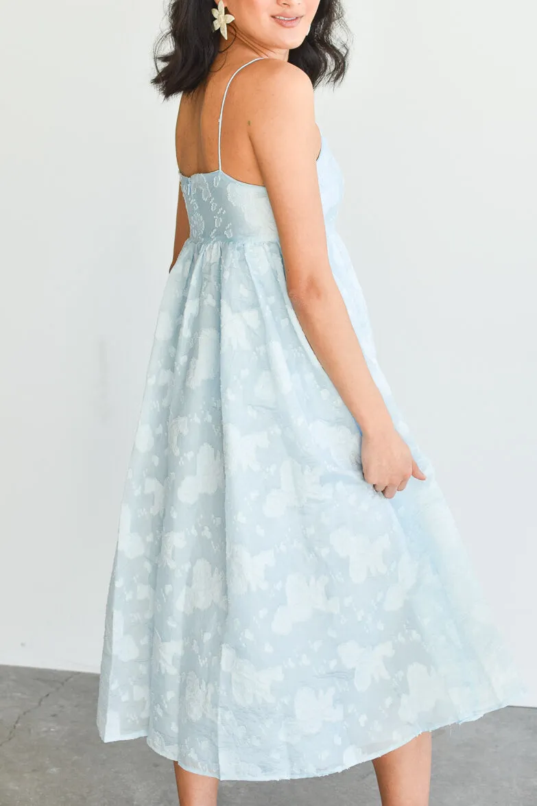 Helena Blue Jacquard Midi Dress sold by Confête product image thumbnail 2