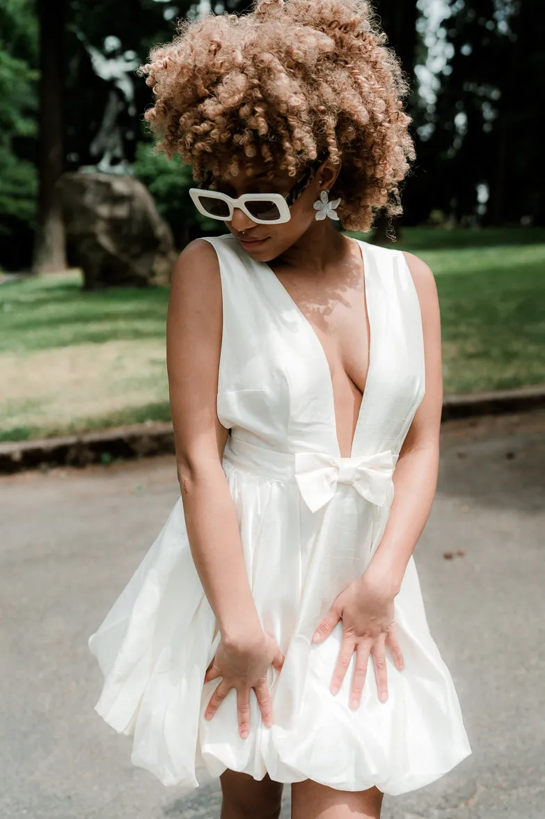 Satin Bow Bubble Hem Mini Dress sold by Confête product image thumbnail 2