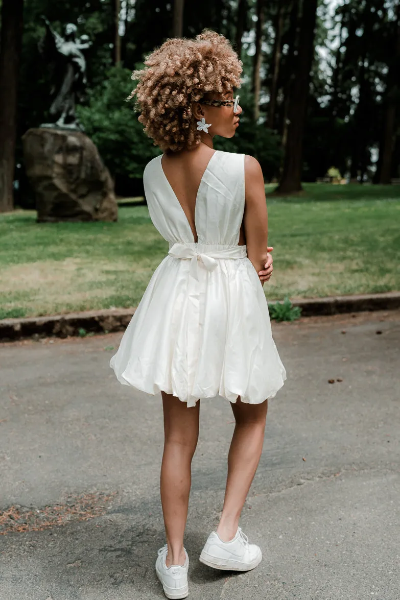 Satin Bow Bubble Hem Mini Dress sold by Confête product image thumbnail 3