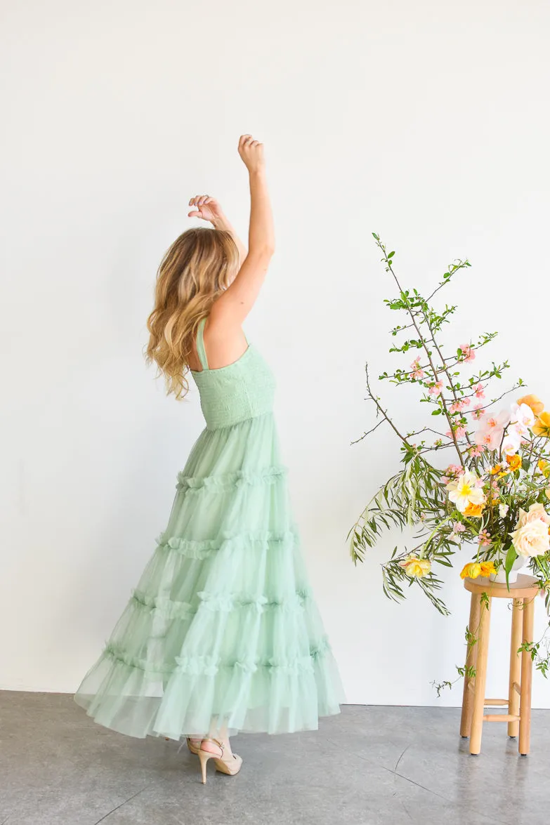 Jardin Green Tulle Maxi Dress sold by Confête product image thumbnail 5