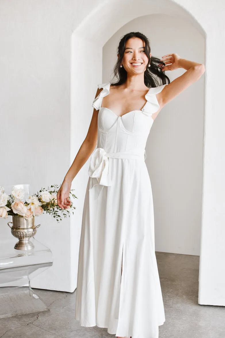 Francoise White Corset Midi Dress sold by Confête product image thumbnail 4