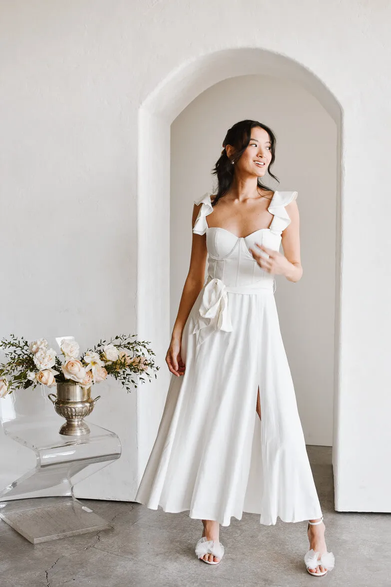 Francoise White Corset Midi Dress sold by Confête product image thumbnail 3