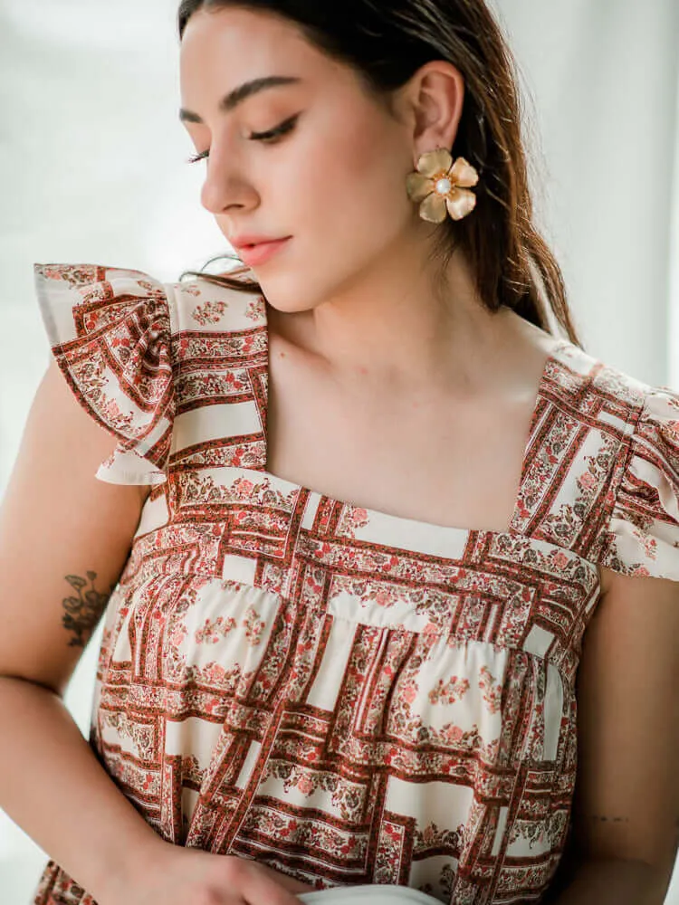 Carmen Botanical Square Neck Mini Dress - FINAL SALE sold by Confête product image thumbnail 4