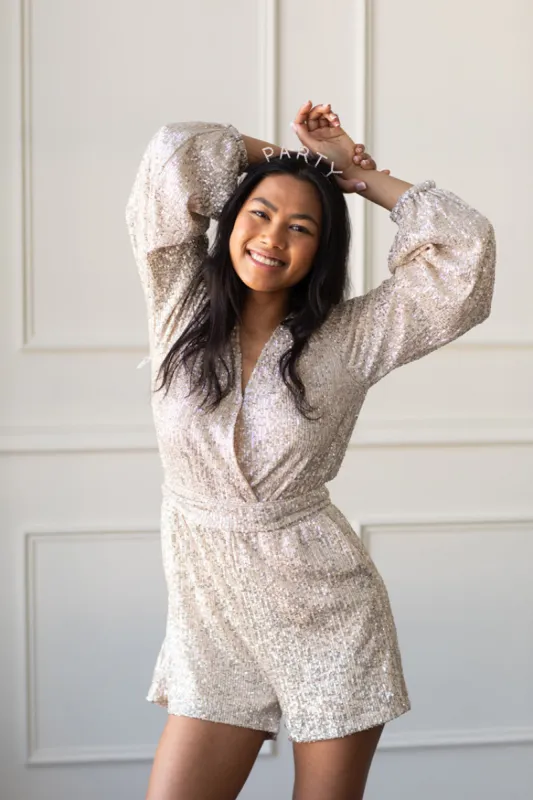Sequin Wrap Romper  - FINAL SALE sold by Confête