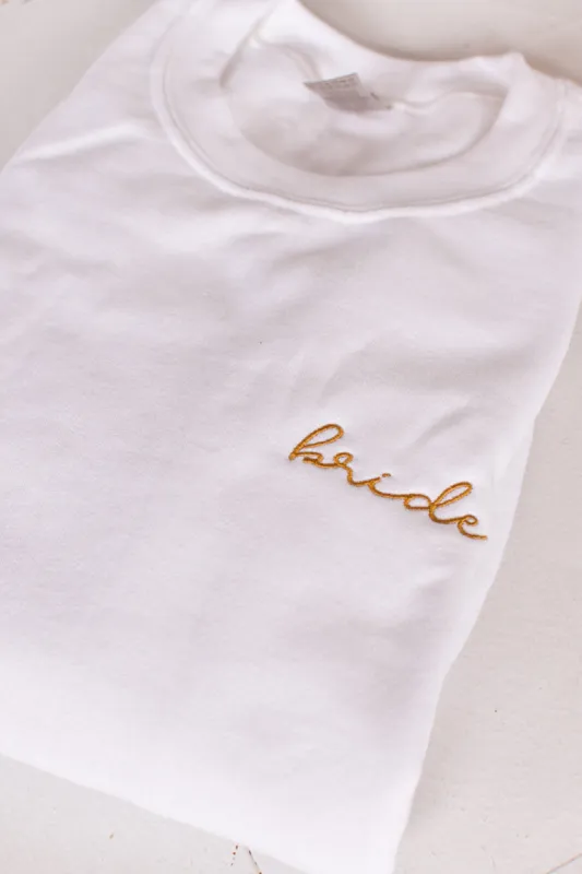 Embroidered Bride White Sweatshirt sold by Confête