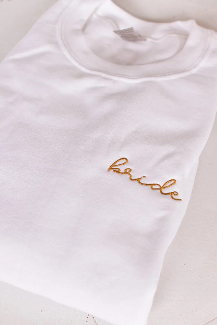 Embroidered Bride White Sweatshirt sold by Confête