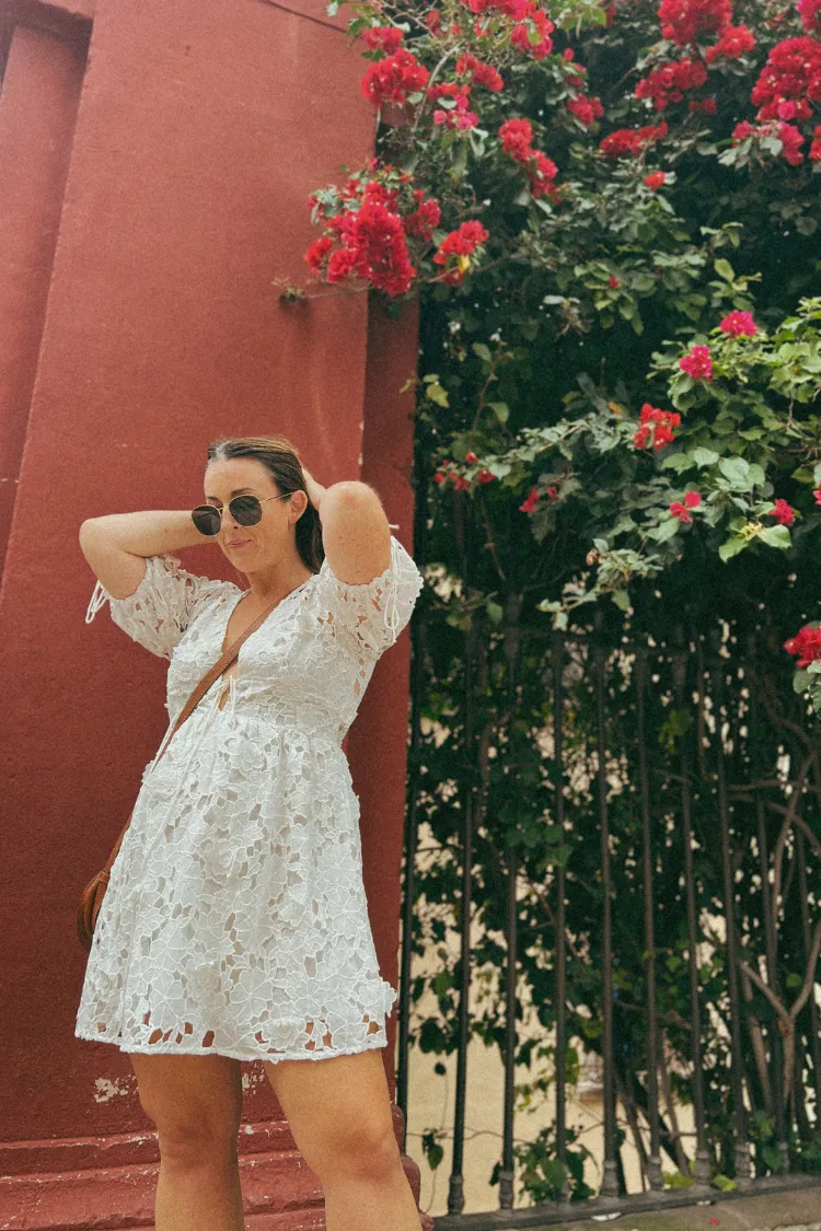 Becca 3D Floral White Mini Dress sold by Confête product image thumbnail 3