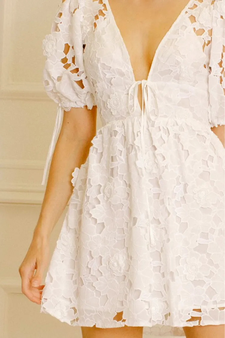 Becca 3D Floral White Mini Dress sold by Confête product image thumbnail 4