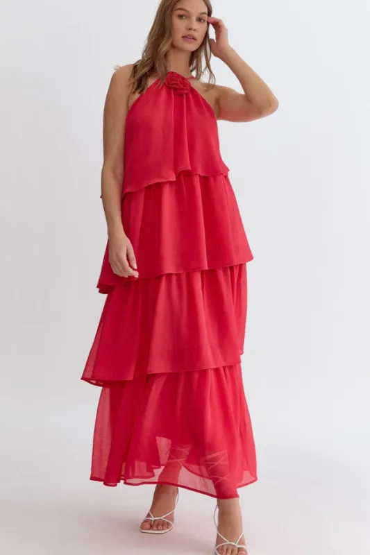 Lyon Rosette Maxi Dress sold by Confête